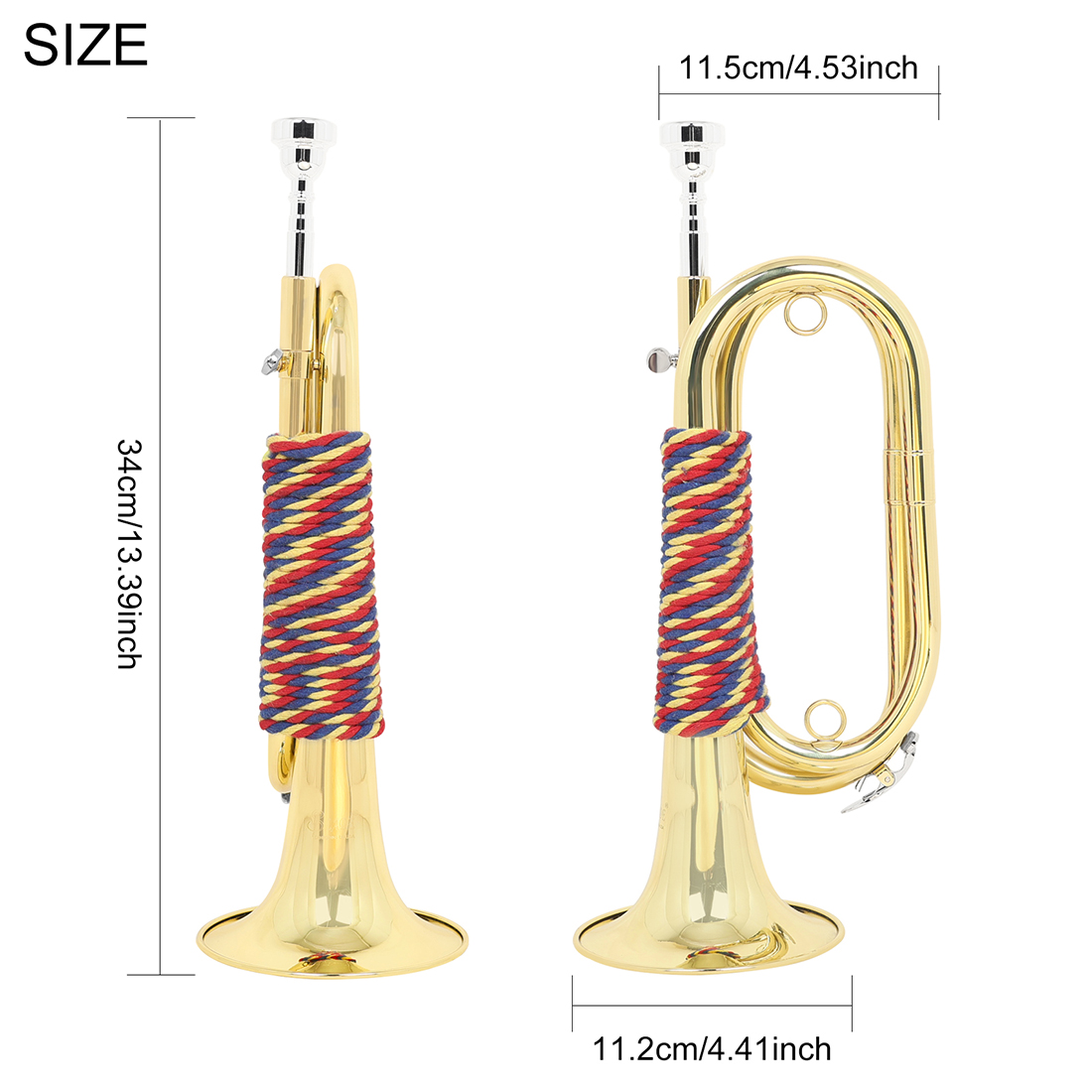 Bb 미니 버글 트럼펫 금관악기 골드 B 플랫 기병대  - Musical Instrument Bugle 리뷰 및 가격