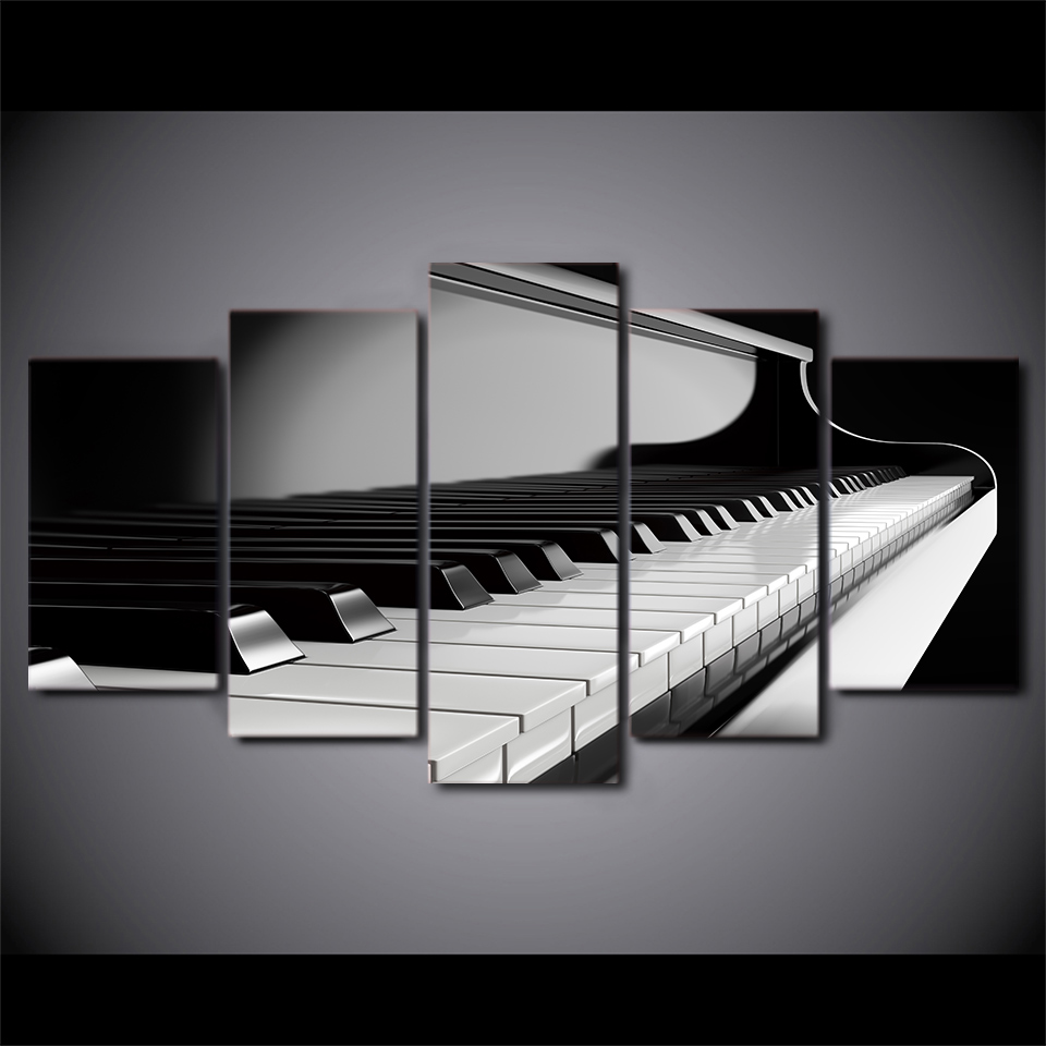 캔버스 벽 아트 그림 현대 프레임 워크 거실 5 조각  - Picture Of Musical Instrument 리뷰 및 가격